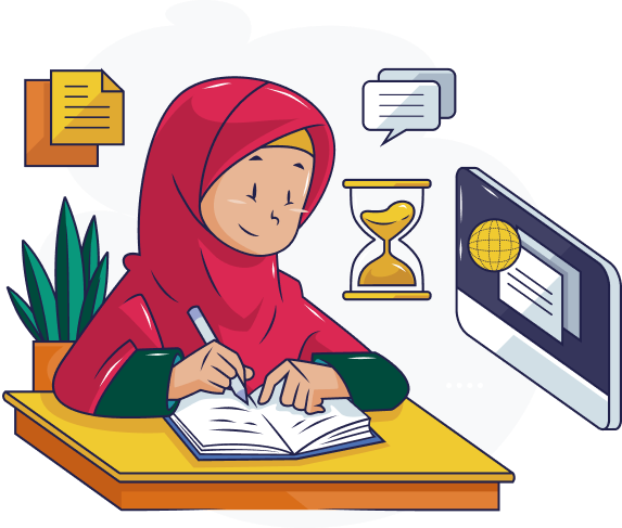 A girl studying Quran or Arabic